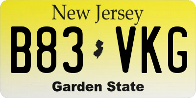 NJ license plate B83VKG