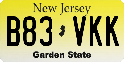 NJ license plate B83VKK