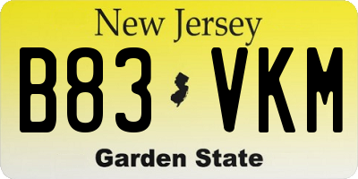 NJ license plate B83VKM