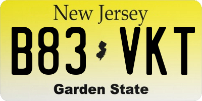 NJ license plate B83VKT