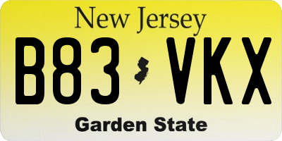 NJ license plate B83VKX