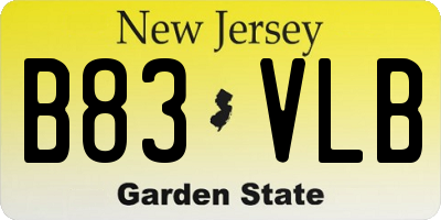 NJ license plate B83VLB