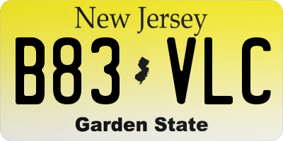 NJ license plate B83VLC