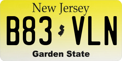 NJ license plate B83VLN