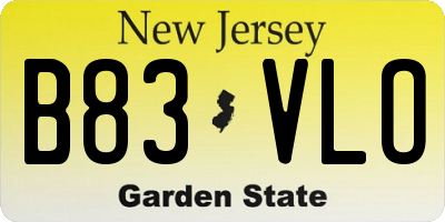 NJ license plate B83VLO