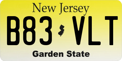 NJ license plate B83VLT