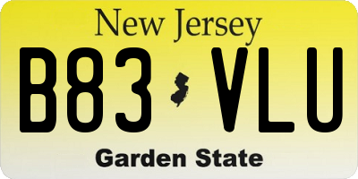 NJ license plate B83VLU