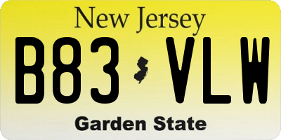 NJ license plate B83VLW
