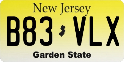 NJ license plate B83VLX