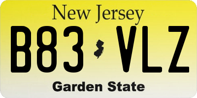 NJ license plate B83VLZ