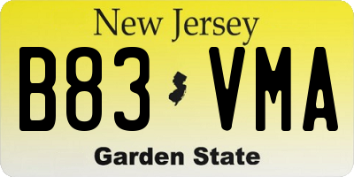 NJ license plate B83VMA