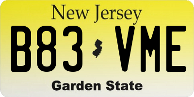 NJ license plate B83VME