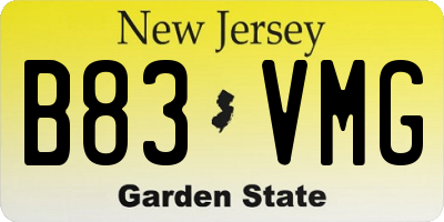 NJ license plate B83VMG