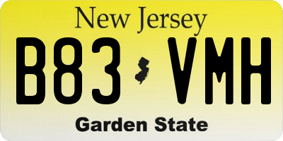 NJ license plate B83VMH