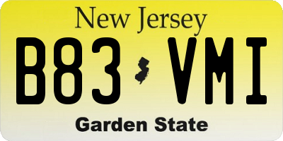 NJ license plate B83VMI