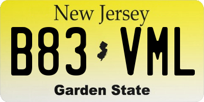 NJ license plate B83VML