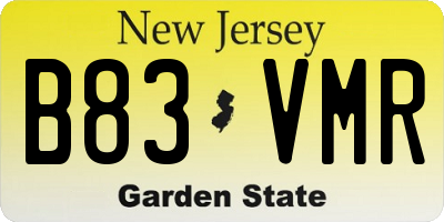 NJ license plate B83VMR