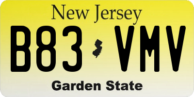NJ license plate B83VMV