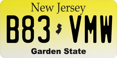 NJ license plate B83VMW