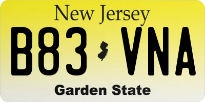 NJ license plate B83VNA