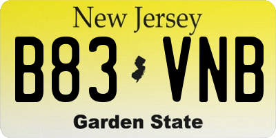 NJ license plate B83VNB