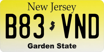 NJ license plate B83VND
