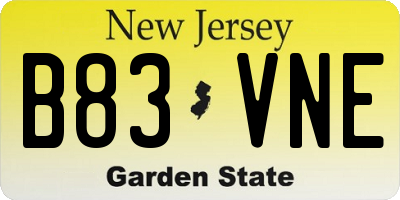 NJ license plate B83VNE