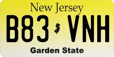 NJ license plate B83VNH