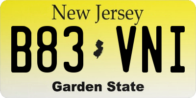 NJ license plate B83VNI