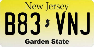 NJ license plate B83VNJ