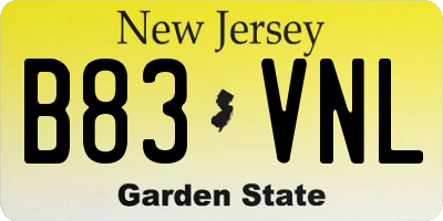 NJ license plate B83VNL