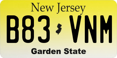 NJ license plate B83VNM
