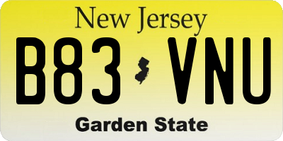NJ license plate B83VNU