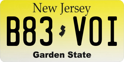 NJ license plate B83VOI