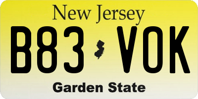 NJ license plate B83VOK