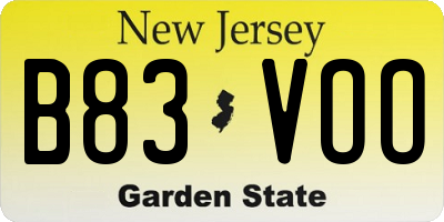 NJ license plate B83VOO