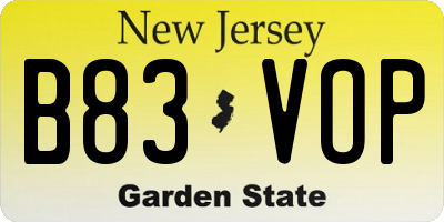 NJ license plate B83VOP
