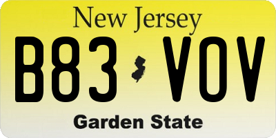 NJ license plate B83VOV