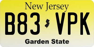 NJ license plate B83VPK