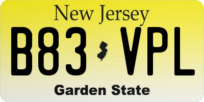 NJ license plate B83VPL