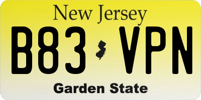 NJ license plate B83VPN