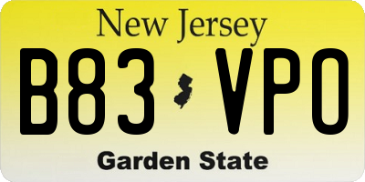 NJ license plate B83VPO