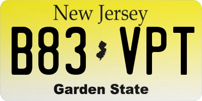 NJ license plate B83VPT