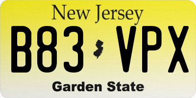 NJ license plate B83VPX