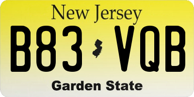 NJ license plate B83VQB
