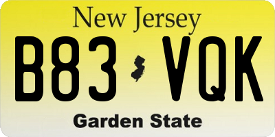 NJ license plate B83VQK