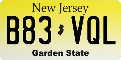 NJ license plate B83VQL