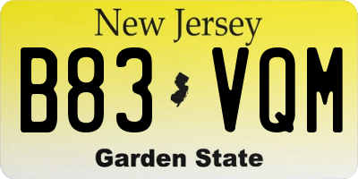 NJ license plate B83VQM