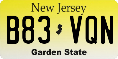 NJ license plate B83VQN