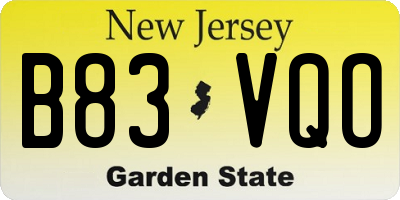 NJ license plate B83VQO